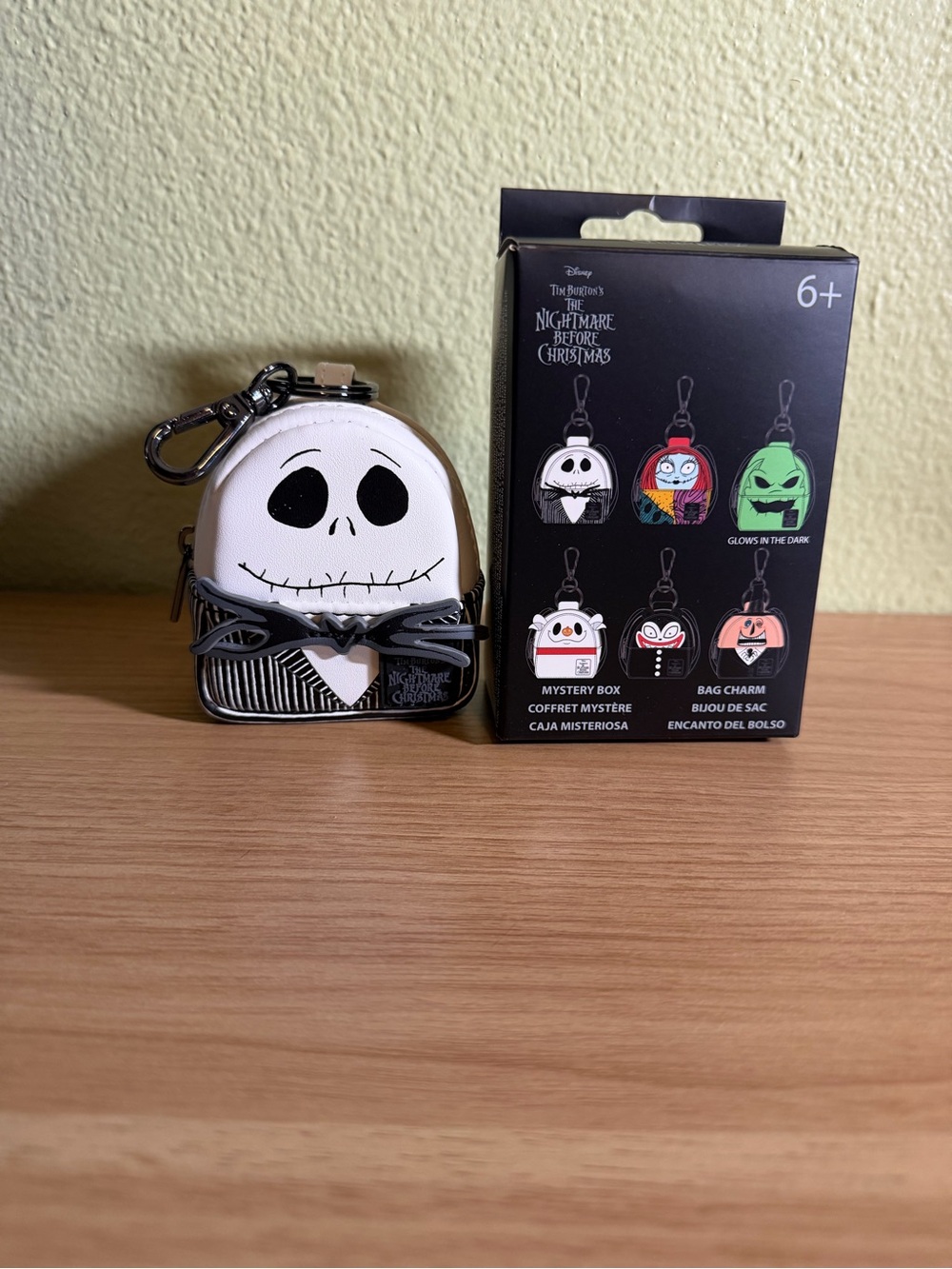 Disney Jack Skellington Mini Bag Charm Keychain - White & Black